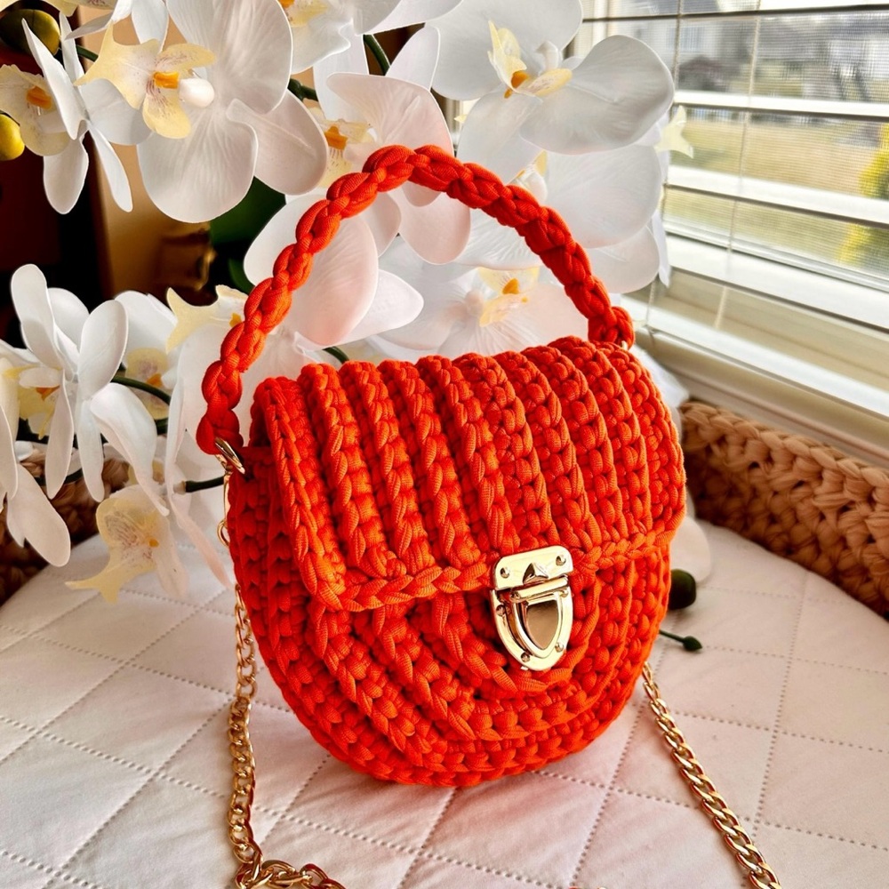 Handcrafted Orange Woven Bag